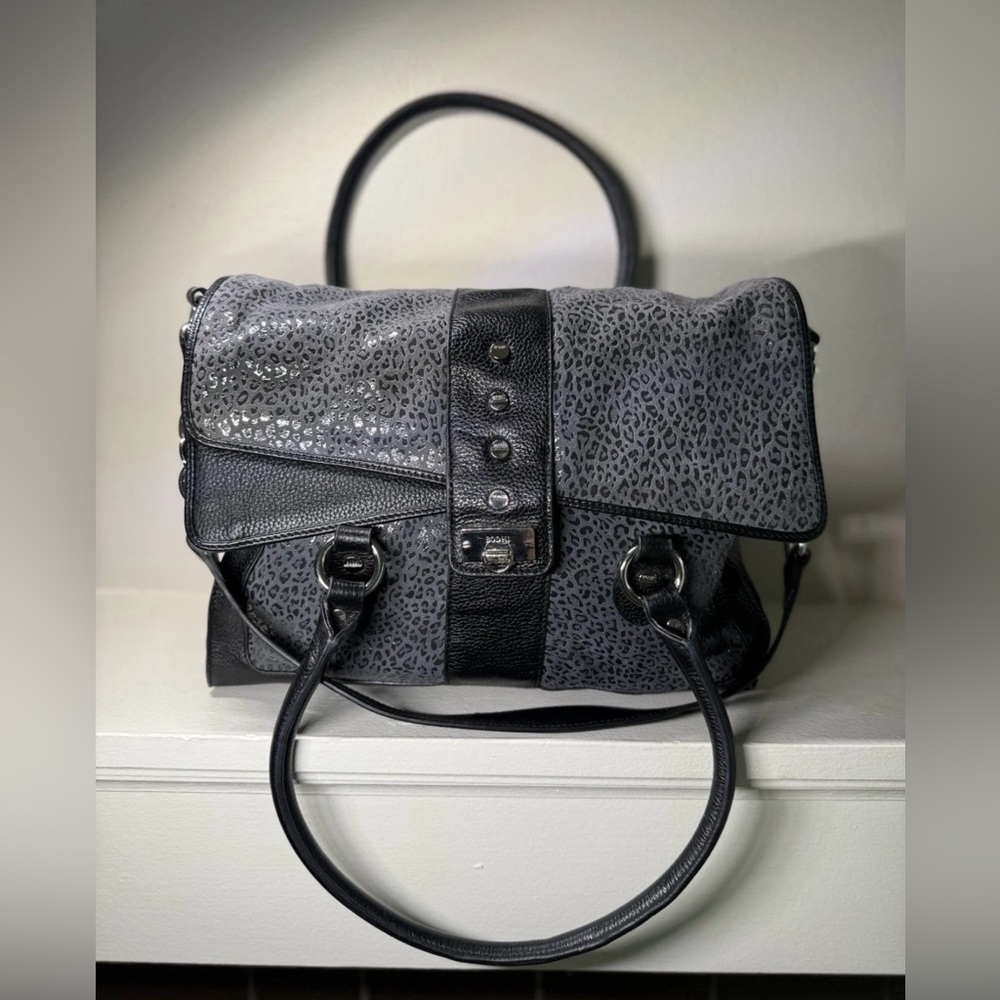 Bodhi Black Leopard Embossed Leather Satchel Bag – BBW00072519